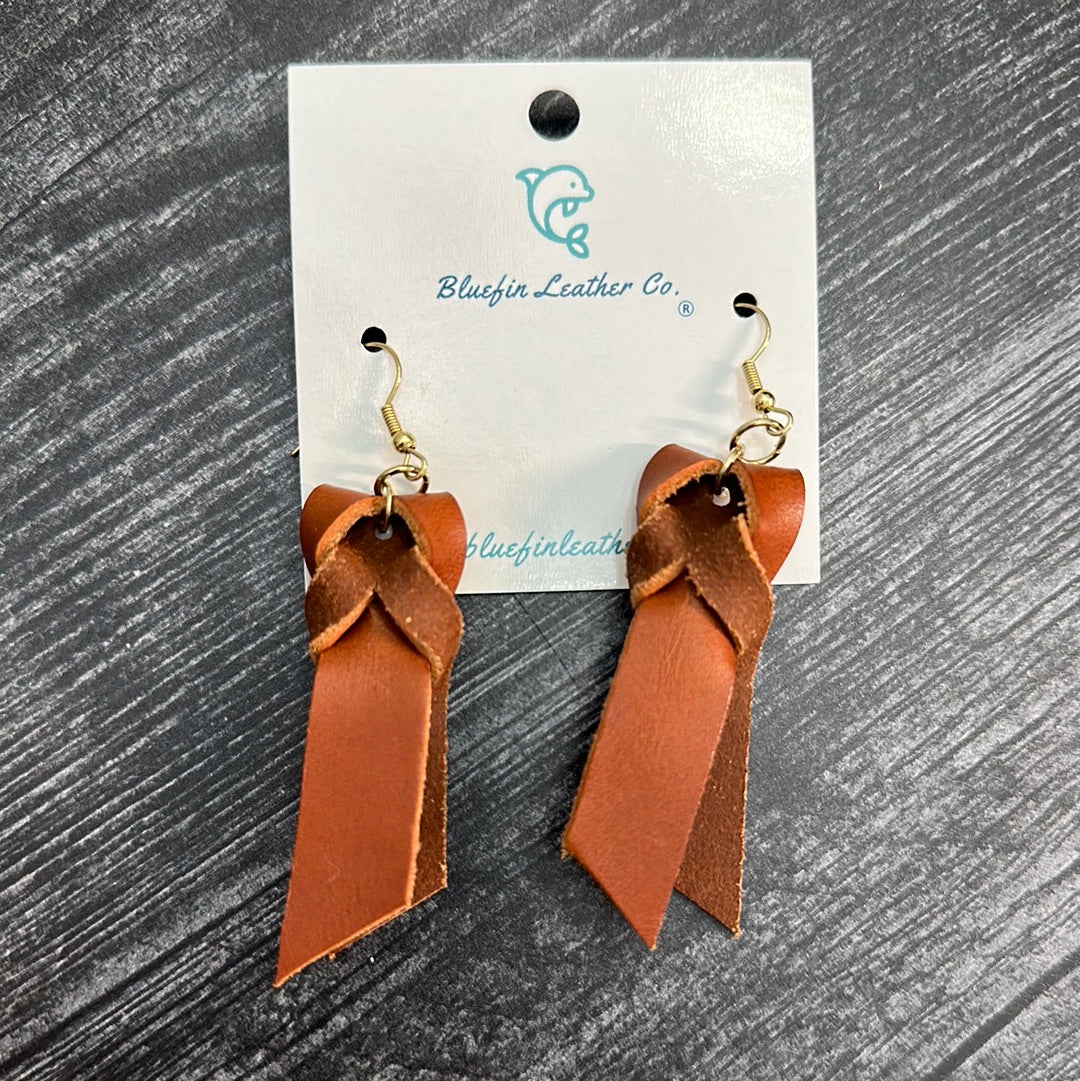 Braided Chestnut Brown Earrings