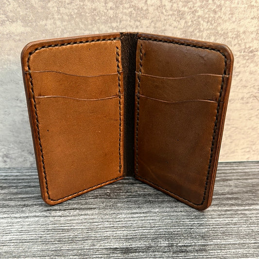 Brown Two-Tone Vertical Slim Wallet