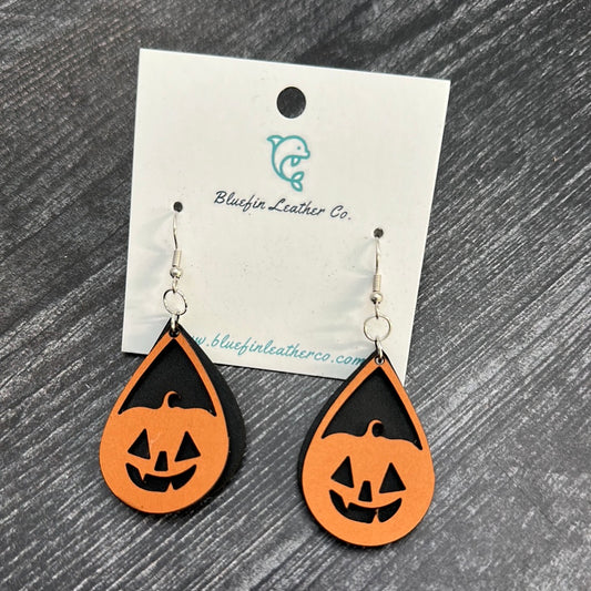 Halloween Leather Pumpkin Earrings