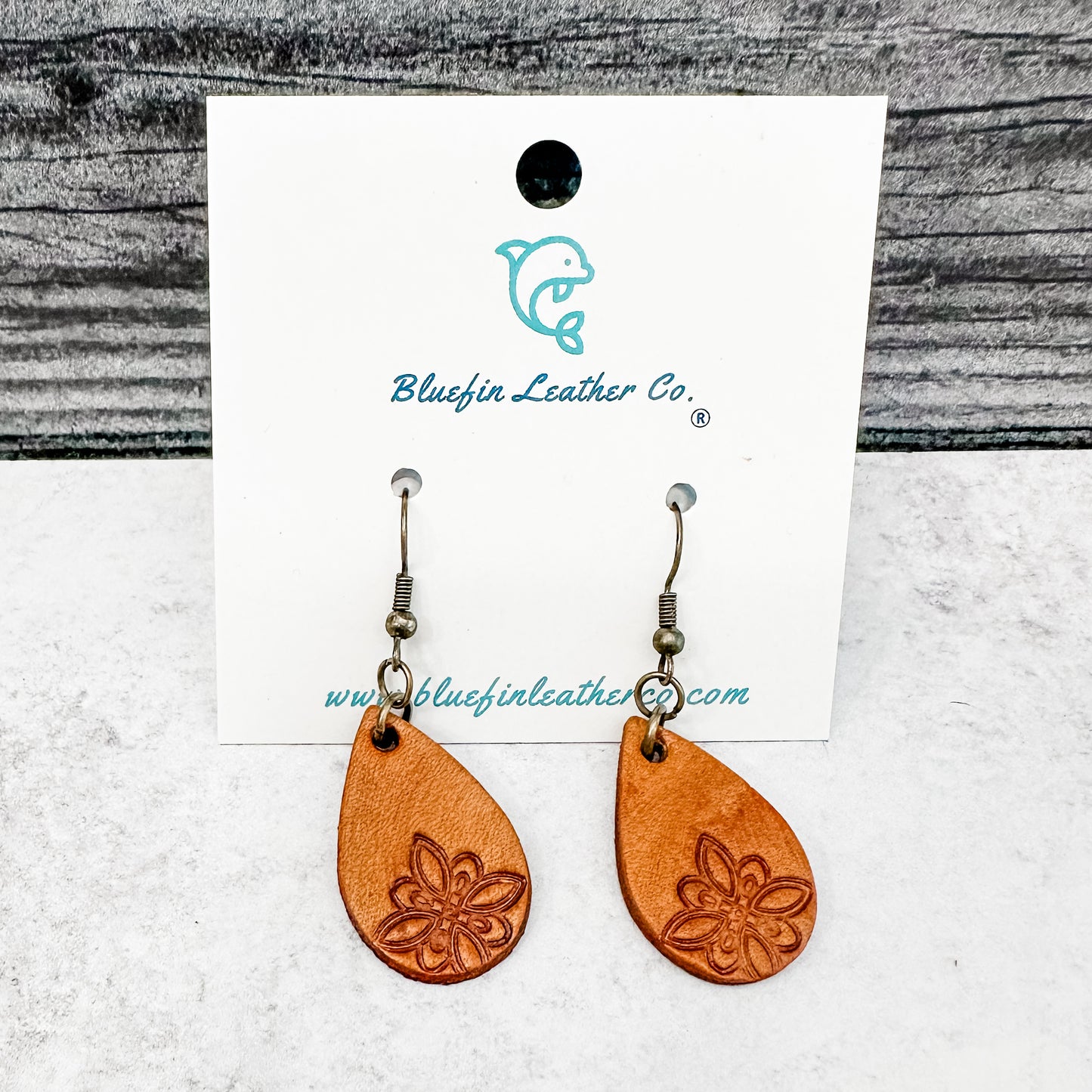 Small Tooled Leather Earrings