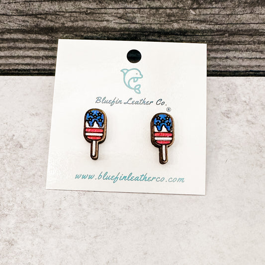 Wood Popsicle Earrings-Stud