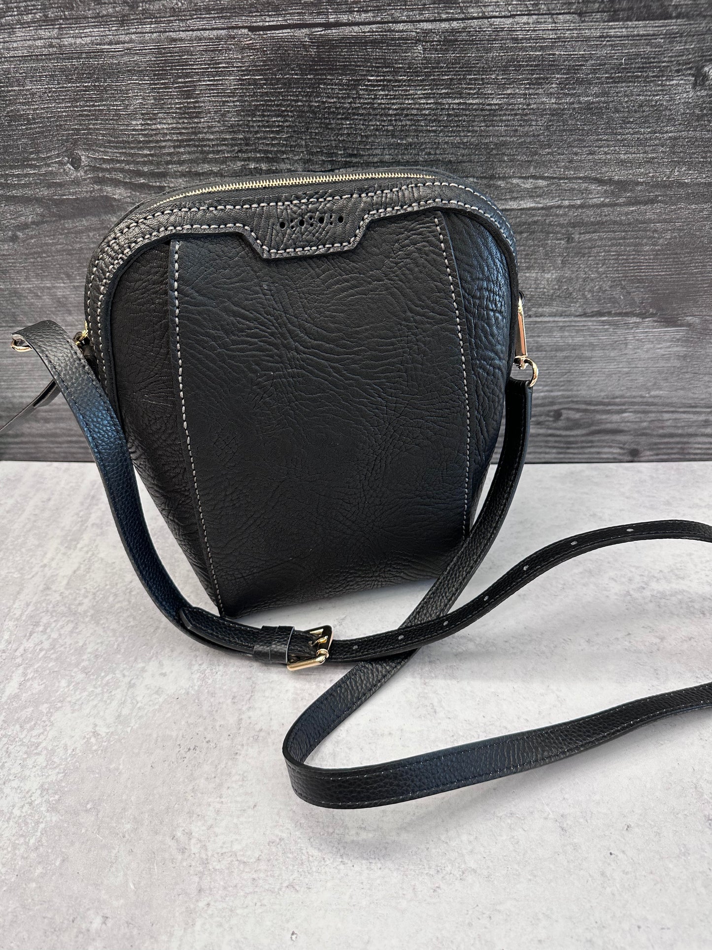 Leather Crossbody-Black/Brass