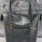 Leather Zipper Tote-Black