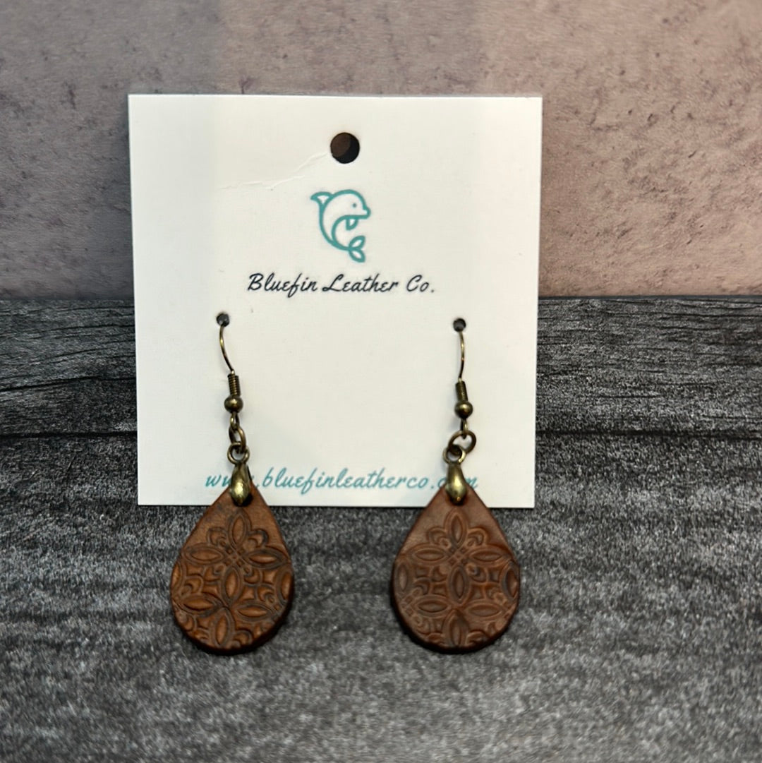 Small Tooled Leather Earrings