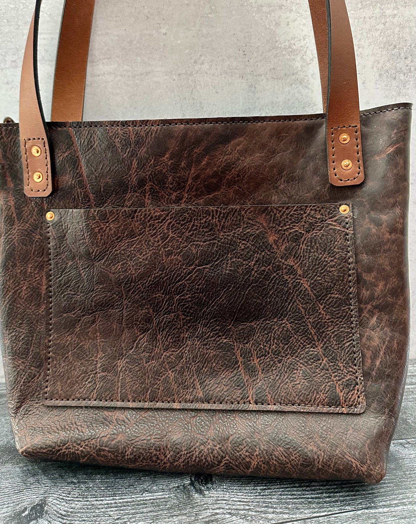 Brown Zipper Top Tote