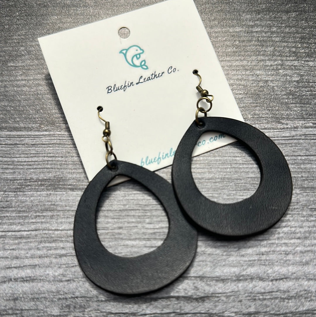 Navy 2” Leather Earrings with Cutout