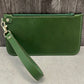 Green Leather Medium Wristlet