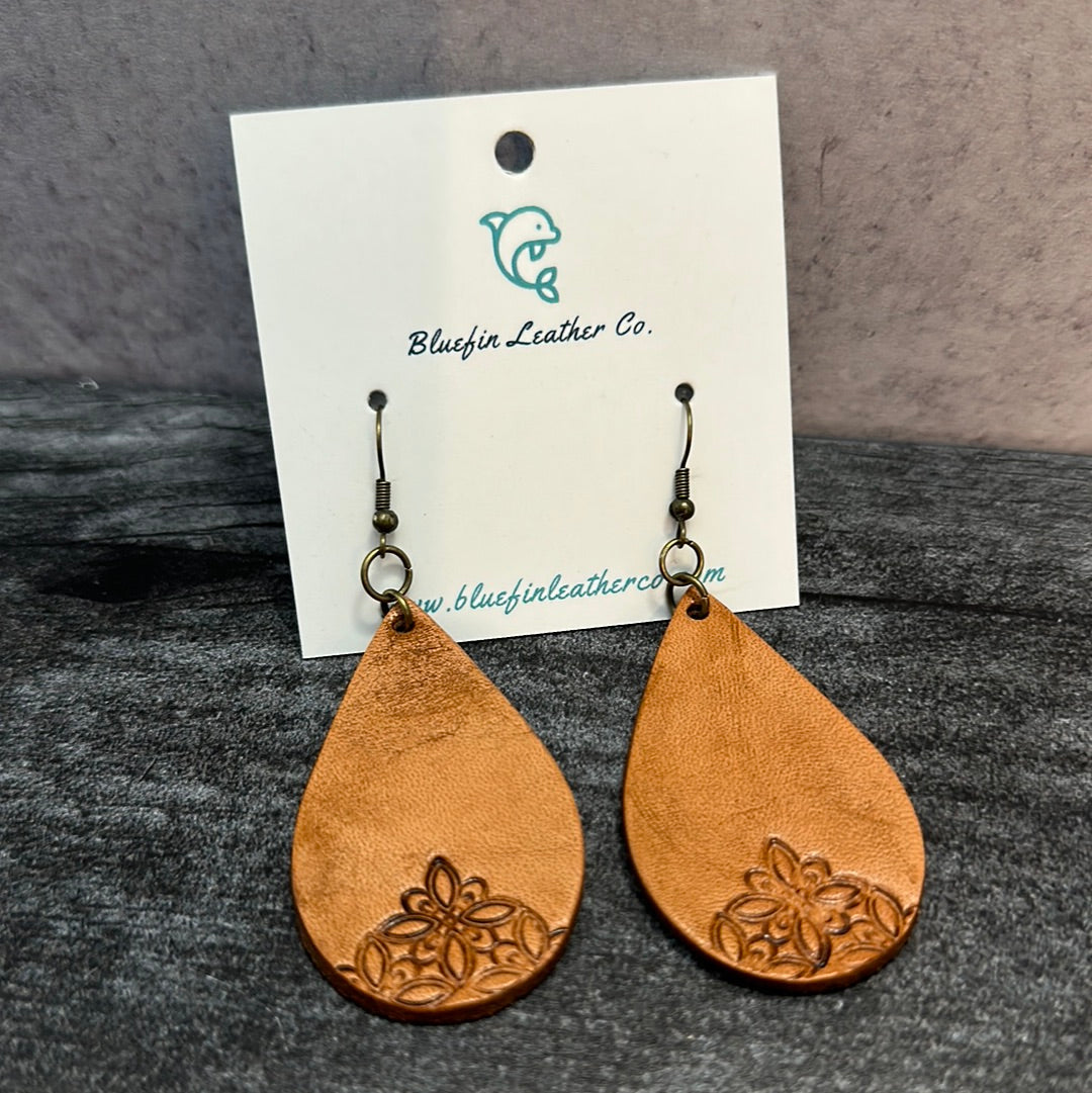 Medium Tooled Leather Earrings