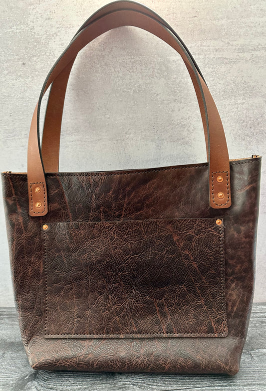 Brown Zipper Top Tote