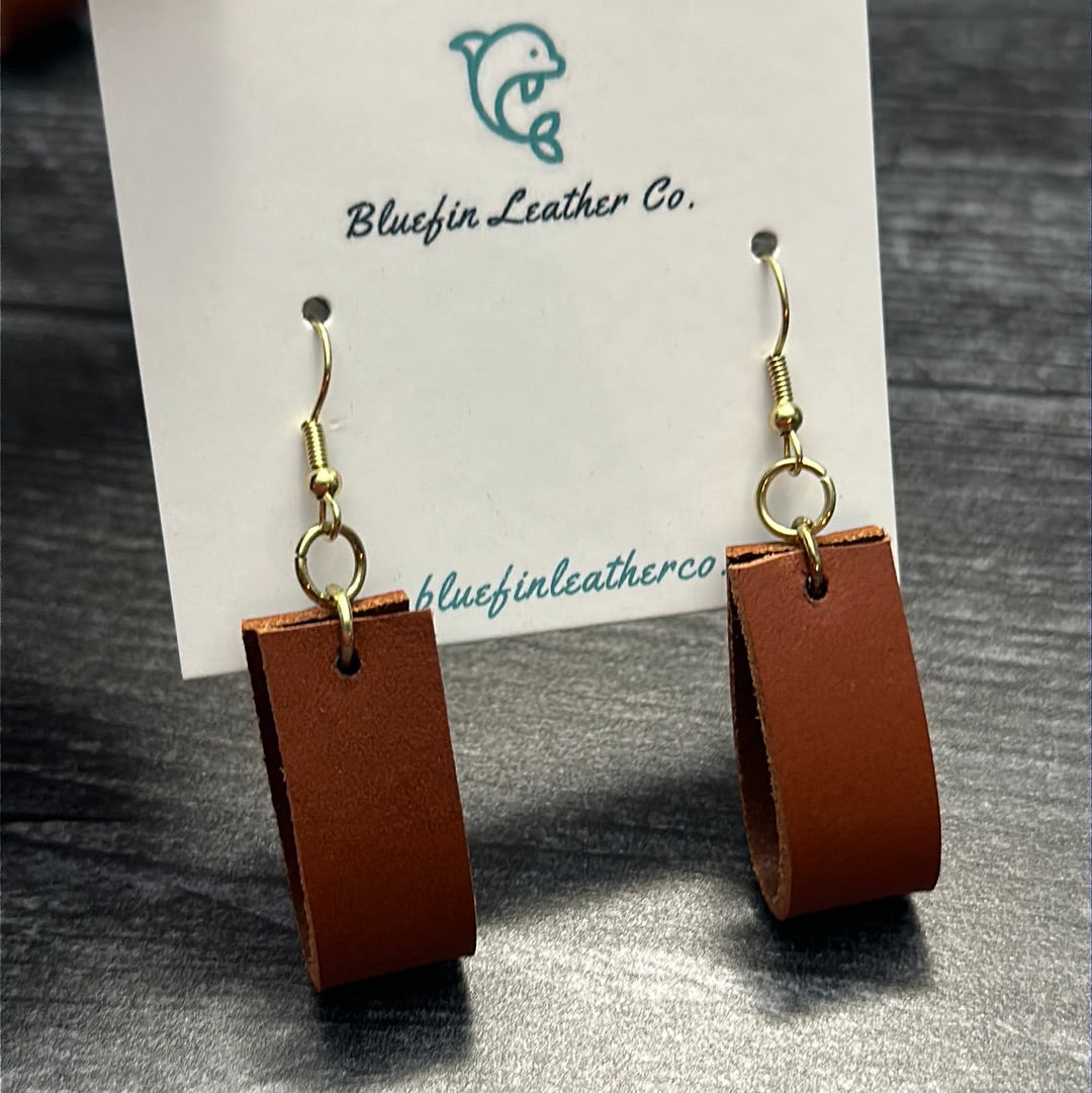 Brown Leather Hoop Earrings