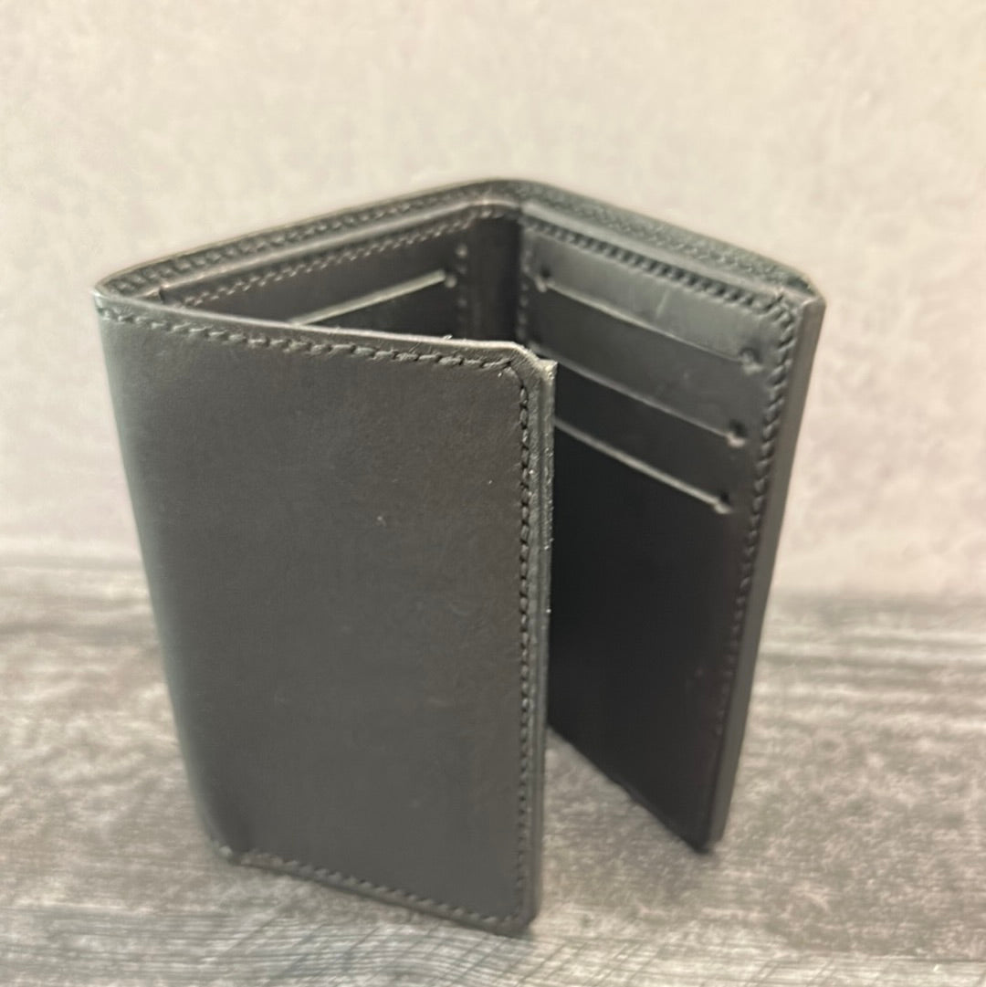 Black Vertical Tri-Fold Wallet