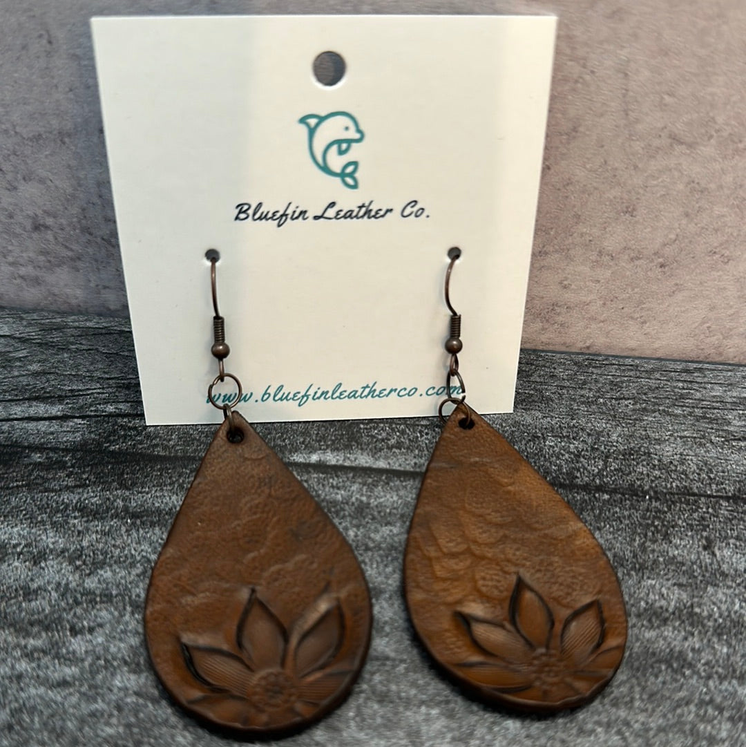 Medium Tooled Leather Earrings