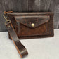 Brown Leather Wristlet with Zipper/Card Slots