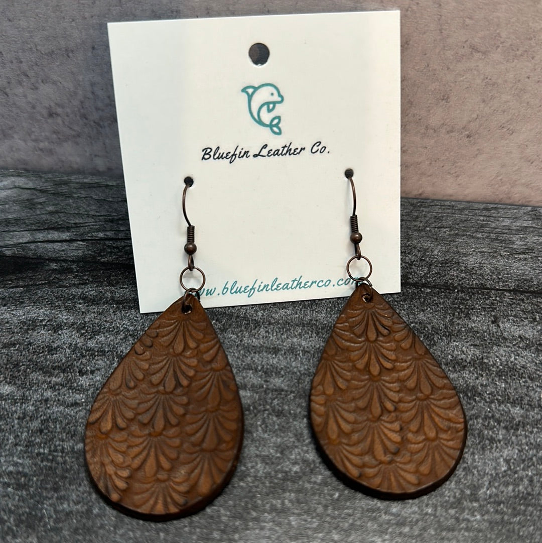 Medium Tooled Leather Earrings