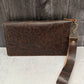 Brown Leather Wristlet with Zipper/Card Slots