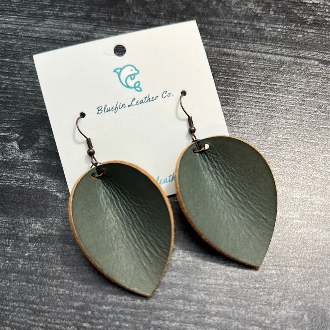 Leather Earrings-Leaf Shaped