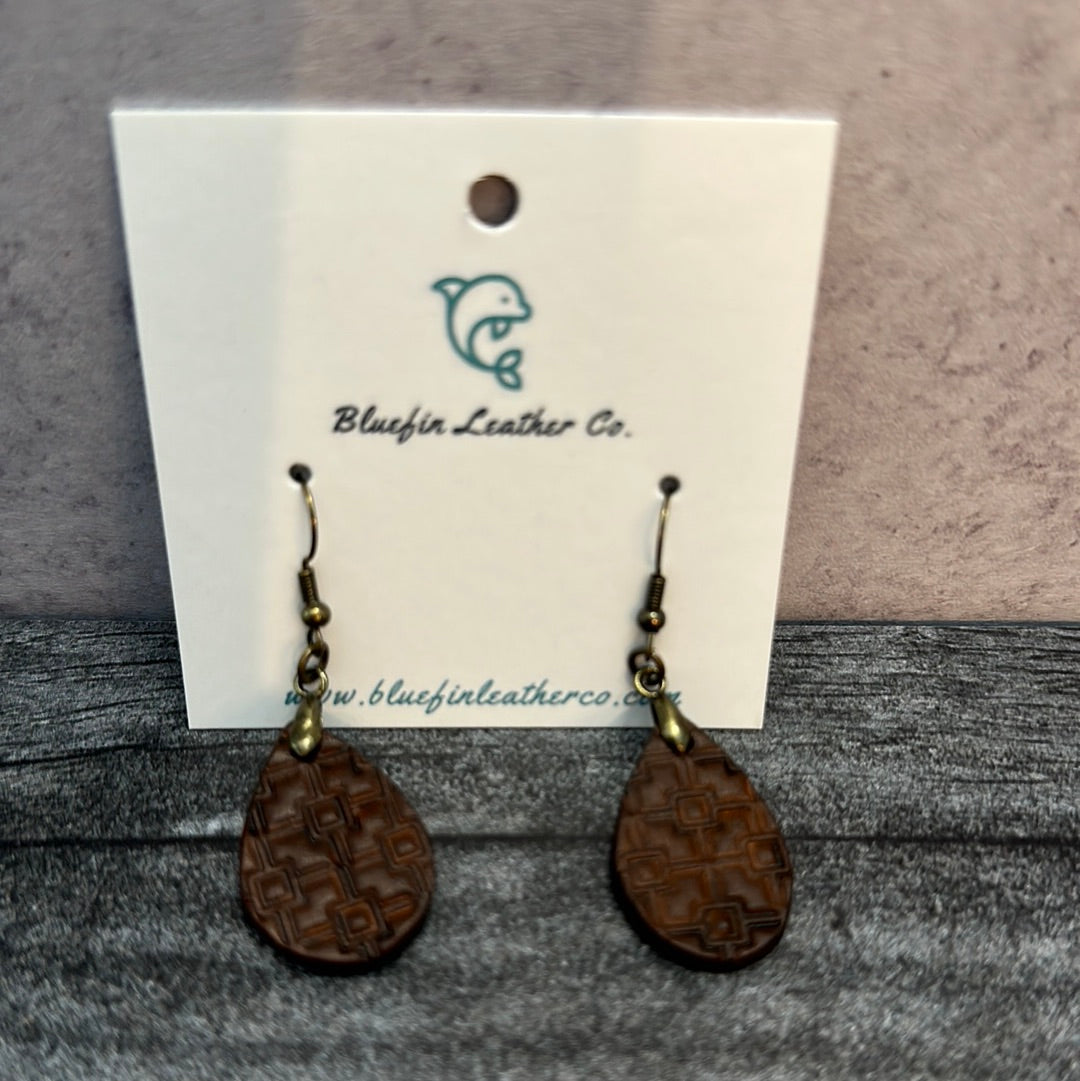 Small Tooled Leather Earrings