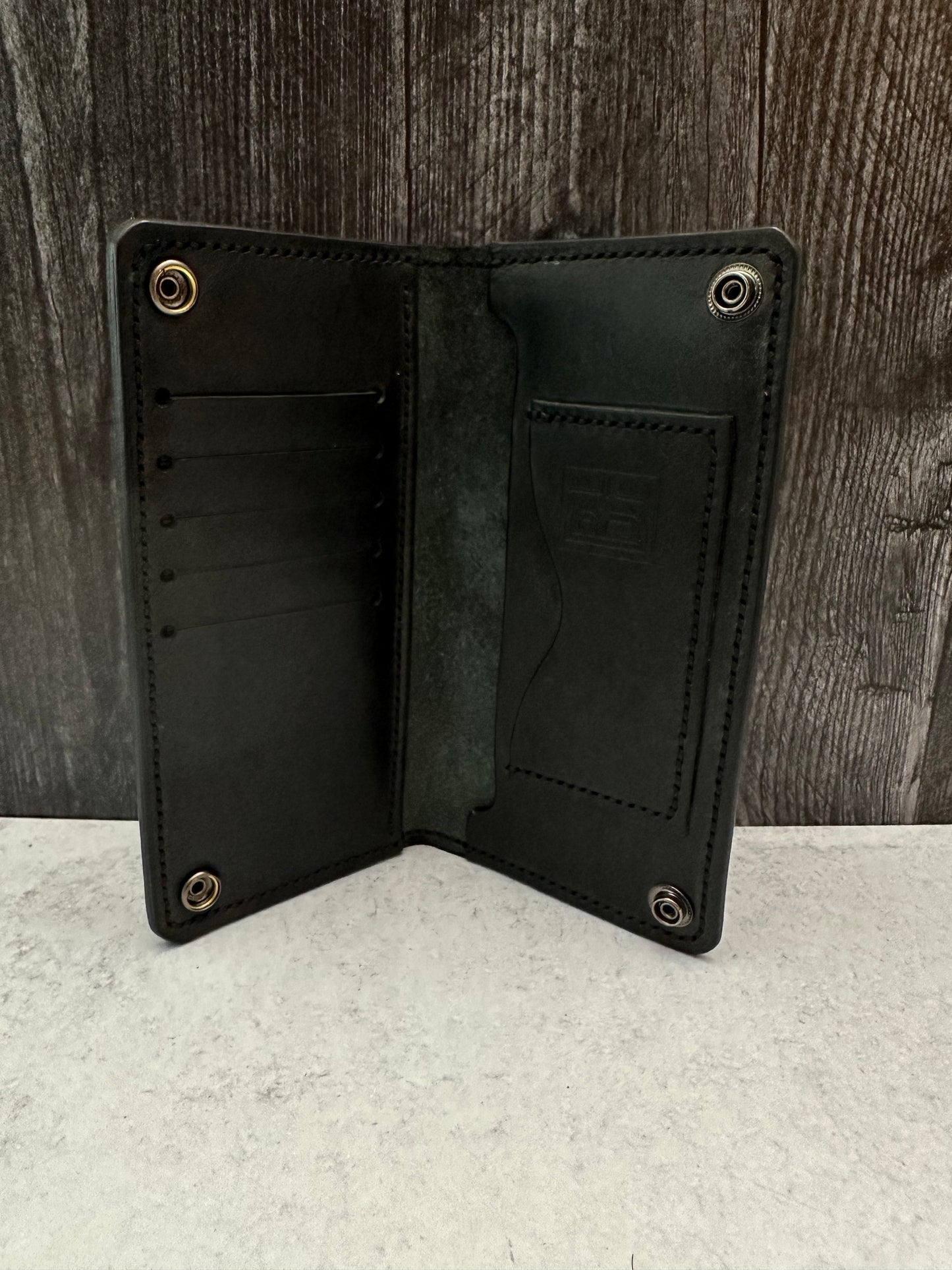 Long Black Slim Wallet/Black Thread