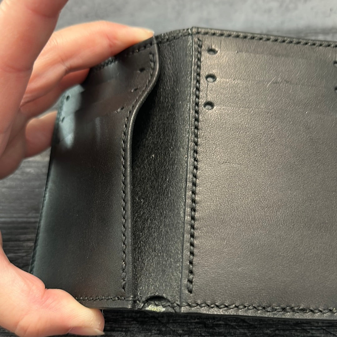 Black Vertical Tri-Fold Wallet