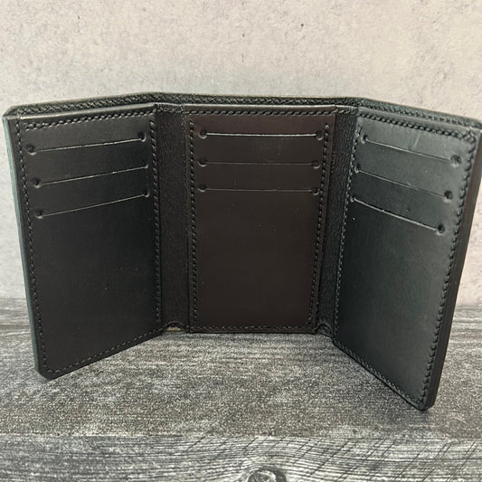 Black Vertical Tri-Fold Wallet