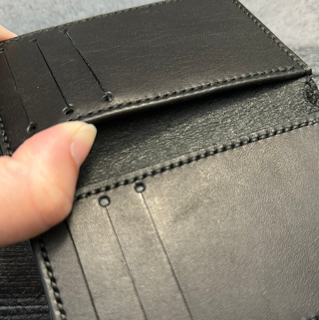 Black Vertical Tri-Fold Wallet